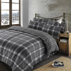 Dreamscene Aspen Brushed Cotton Duvet Cover Set - Grey