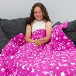 Barbie Stars Weighted Blanket, Pink - 3kg -Sienna Store barstabl001uke barbie weighted blanket shot 2