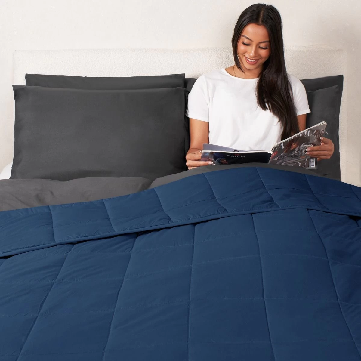 Brentfords Weighted Blanket Quilted - Navy 1 Brentfords Weighted Blanket Quilted - Navy