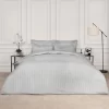 Brentfords Satin Stripe Duvet Cover Set - Silver