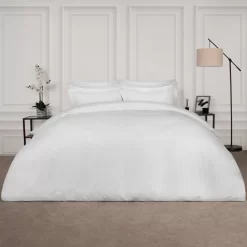 Brentfords Satin Stripe Duvet Cover Set - White 7 Brentfords Satin Stripe Duvet Cover Set - White -Sienna Store bdfssaswh 1s