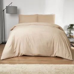 Brentfords Washed Linen Look Duvet Set - Beige