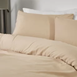 Brentfords Washed Linen Look Duvet Set - Beige -Sienna Store bdhslinbg 3s 3