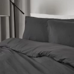 Brentfords Washed Linen Look Duvet Set - Charcoal -Sienna Store bdhslincl 13s 3