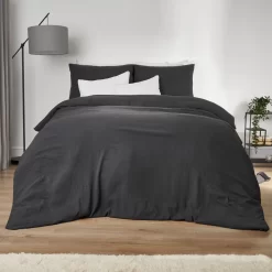Brentfords Washed Linen Look Duvet Set - Charcoal -Sienna Store bdhslincl 1s 3