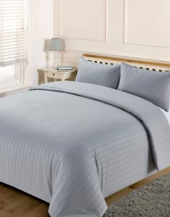 Brentfords Satin Stripe Duvet Cover Set - Silver 9 Brentfords Satin Stripe Duvet Cover Set - Silver -Sienna Store bdhssassi03 duvet set satin stripe silver hr