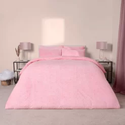Brentfords Teddy Fleece Duvet Cover Set - Pink