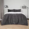 Brentfords Teddy Fleece Reversible Duvet Cover Set - Charcoal/White
