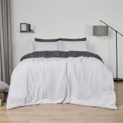 Brentfords Teddy Fleece Reversible Duvet Cover Set - Charcoal/White 10 Brentfords Teddy Fleece Reversible Duvet Cover Set - Charcoal/White -Sienna Store bdhstrecw 4s