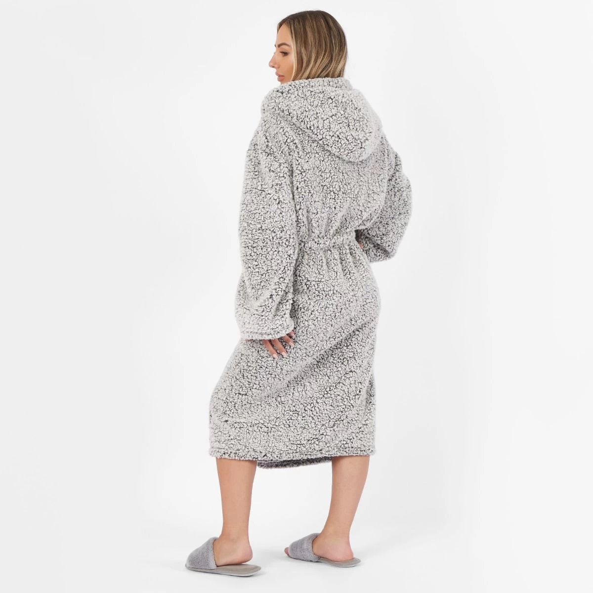 Brentfords Teddy Marl Dressing Gown - Charcoal 3 Brentfords Teddy Marl Dressing Gown - Charcoal - Image 3