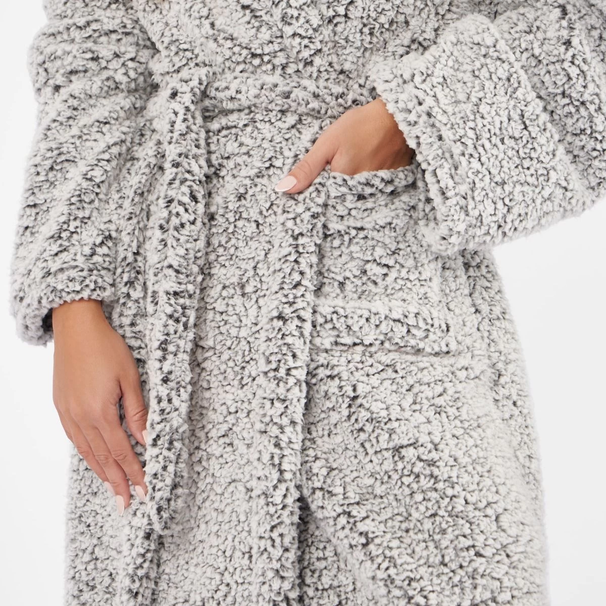 Brentfords Teddy Marl Dressing Gown - Charcoal 5 Brentfords Teddy Marl Dressing Gown - Charcoal - Image 5
