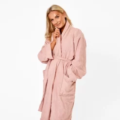 Brentfords 100% Cotton Towelling Dressing Gown - Blush Pink -Sienna Store bgtopld towel bathrobe blush cu 2