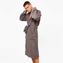 Brentfords 100% Cotton Towelling Dressing Gown - Charcoal Grey