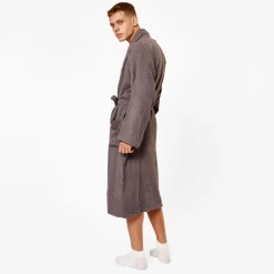 Brentfords 100% Cotton Towelling Dressing Gown - Charcoal Grey -Sienna Store bgtopld towel bathrobe charcoal 5