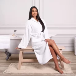 Brentfords 100% Cotton Towelling Dressing Gown - White -Sienna Store bgtopld 1s 2