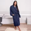 Brentfords 100% Cotton Towelling Dressing Gown - Navy Blue
