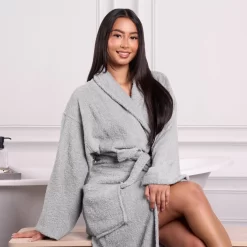 Brentfords 100% Cotton Towelling Dressing Gown - Silver Grey -Sienna Store bgtopld 4s 1