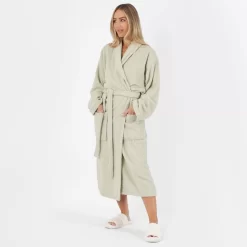 Brentfords 100% Cotton Towelling Dressing Gown, Sage - Adults