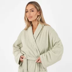 Brentfords 100% Cotton Towelling Dressing Gown, Sage - Adults -Sienna Store bgtopldsg 3s