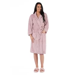 Brentfords Waffle Fleece Dressing Gown, One Size - Blush -Sienna Store bgwapldbl01 wb 1s