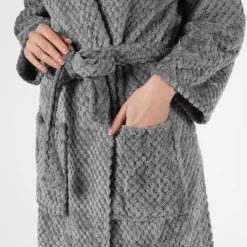 Brentfords Waffle Fleece Dressing Gown, One Size - Charcoal Grey -Sienna Store bgwapldcl01 3s