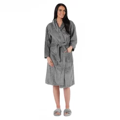 Brentfords Waffle Fleece Dressing Gown, One Size - Charcoal Grey -Sienna Store bgwapldcl01 wb 1s