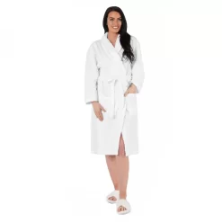 Brentfords Waffle Fleece Dressing Gown, One Size - White -Sienna Store bgwapldwh01 wb 1s