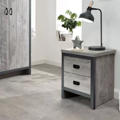 Boston 3 Piece Bedroom Furniture Set - Grey -Sienna Store bos3pcgry boston 3pc bedroom set bedside grey rms 01