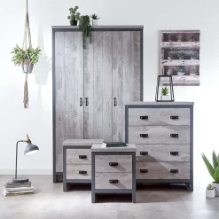 Boston 4 Piece Bedroom Furniture Set - Grey