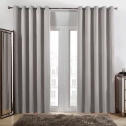 Dreamscene Eyelet Blackout Curtains - Light Grey