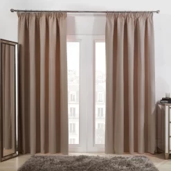 Pencil Pleat Thermal Blackout Curtains - Beige