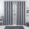 Dreamscene Star Blackout Galaxy Kids Curtains - Silver Grey