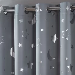 Dreamscene Star Blackout Galaxy Kids Curtains - Silver Grey 5 Dreamscene Star Blackout Galaxy Kids Curtains - Silver Grey -Sienna Store ccegal eyelet curtain galaxy silver sw