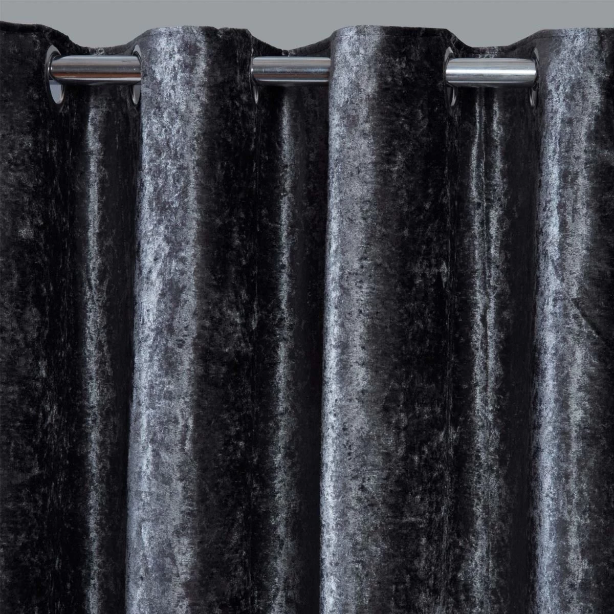 Sienna Home Crushed Velvet Eyelet Curtains - Charcoal Grey 3 Sienna Home Crushed Velvet Eyelet Curtains - Charcoal Grey - Image 3