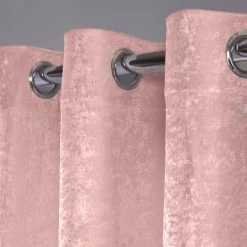 Sienna Crushed Velvet Voile Net Curtains Eyelet, Blush Pink - 55" X 87" -Sienna Store cvcvpbls eyelet curtain crushed velvet voile blush sv