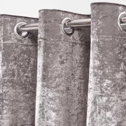 Sienna Crushed Velvet Voile Net Curtains Eyelet, Silver Grey - 55" X 87" -Sienna Store cvcvpsi eyelet curtain crushed velvet voile silver sv