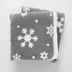 Dreamscene Snowflake Print Sherpa Throw, Grey - 150 X 180cm -Sienna Store dbshchrgy 2s