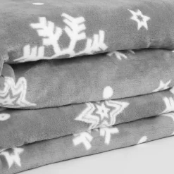 Dreamscene Snowflake Print Sherpa Throw, Grey - 150 X 180cm -Sienna Store dbshchrgy 4s
