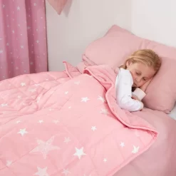 Dreamscene Kids Star Teddy Fleece Weighted Blanket, Blush - 3kg -Sienna Store dbwestr blanket weighted star teddy blush ss 3