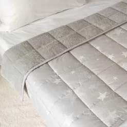 Dreamscene Kids Star Teddy Fleece Weighted Blanket, Silver Grey - 3kg -Sienna Store dbwestr blanket weighted star teddy grey ab 1