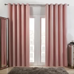 Eyelet Blackout Curtains - Blush Pink