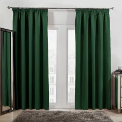 Dreamscene Pencil Pleat Blackout Curtains - Forest Green