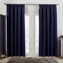 Dreamscene Pencil Pleat Blackout Curtains - Navy