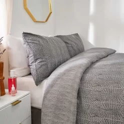 Dreamscene Chunky Knit Print Brushed Cotton Duvet Set - Grey 8 Dreamscene Chunky Knit Print Brushed Cotton Duvet Set - Grey -Sienna Store ddhschkgy 3s 4