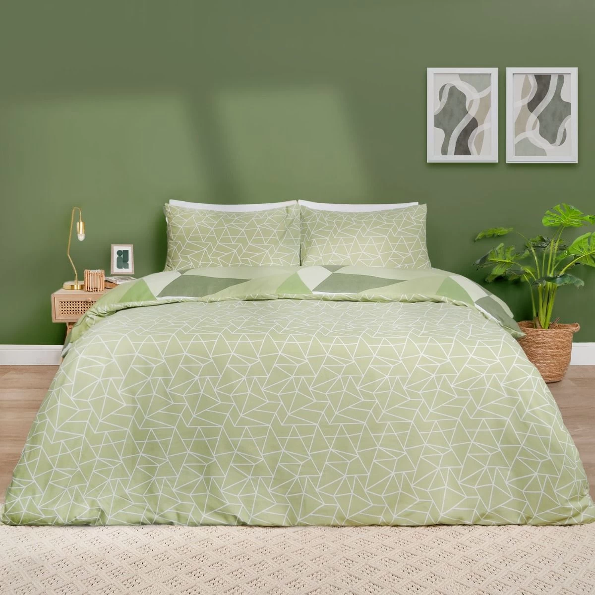 Dreamscene Shapes Duvet Set - Sage 2 Dreamscene Shapes Duvet Set - Sage - Image 2