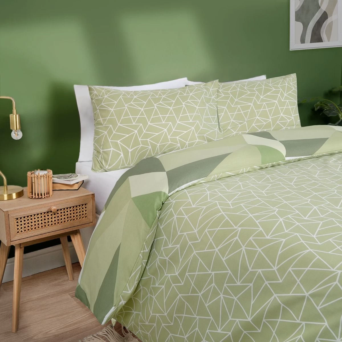 Dreamscene Shapes Duvet Set - Sage 4 Dreamscene Shapes Duvet Set - Sage - Image 4