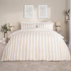 Dreamscene Striped Duvet Cover Set - Natural