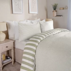 Dreamscene Striped Duvet Cover Set - Sage -Sienna Store ddhsstrsg 4s 1