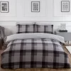 Dreamscene Check Teddy Fleece Duvet Cover Set - Grey
