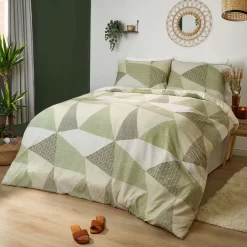 Dreamscene Textured Geo Duvet Set - Sage